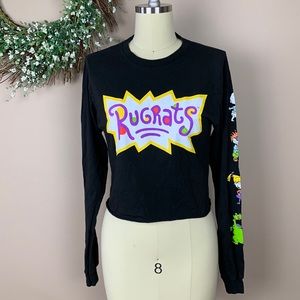 Nickelodeon Rugrats Black Crop Tee Shirt - Size Small